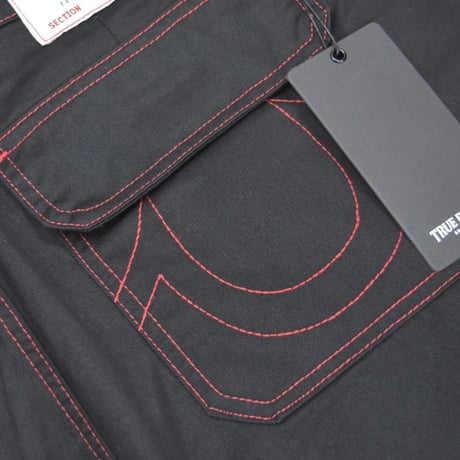 True Religion Cargo Shorts - Jet BlackｘRed
