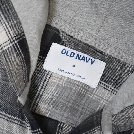 Old Navy Hooded Plaid Flannel Shirts - Grey Multi