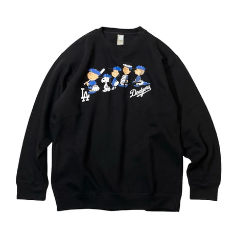 Snoopy LA Dodgers Crewneck Sweatshirts - Black
