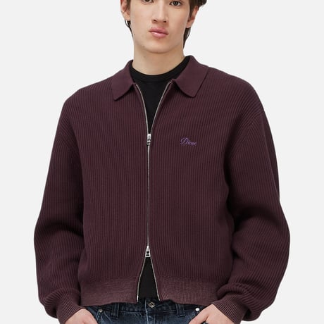 Dime Double Zip Knit - Wine