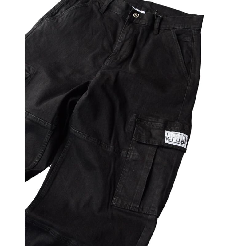 W34プロクラブPROCLUBバギーデニムカーゴワイドパンツ　ダークストーン PRO CLUB プロクラブ カーゴパンツ DENIM CARGO BAGGY PANTS