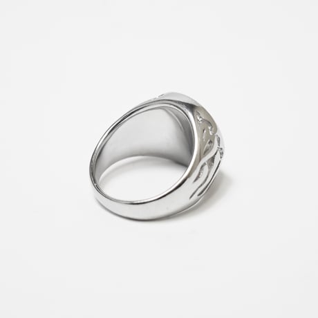 Flare Cross Round Ring - Silver/Black