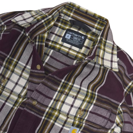 Carhartt USA Loose Fit L/S Heavyweight Flannel Plaid Shirts - Port