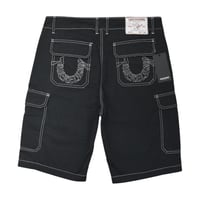 True Religion Cargo Shots - Jet Black / White Stitch