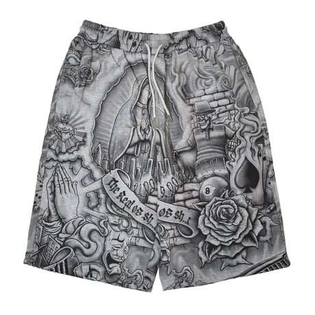 FB County Inked Up Baggy Fleece Shorts - Grey