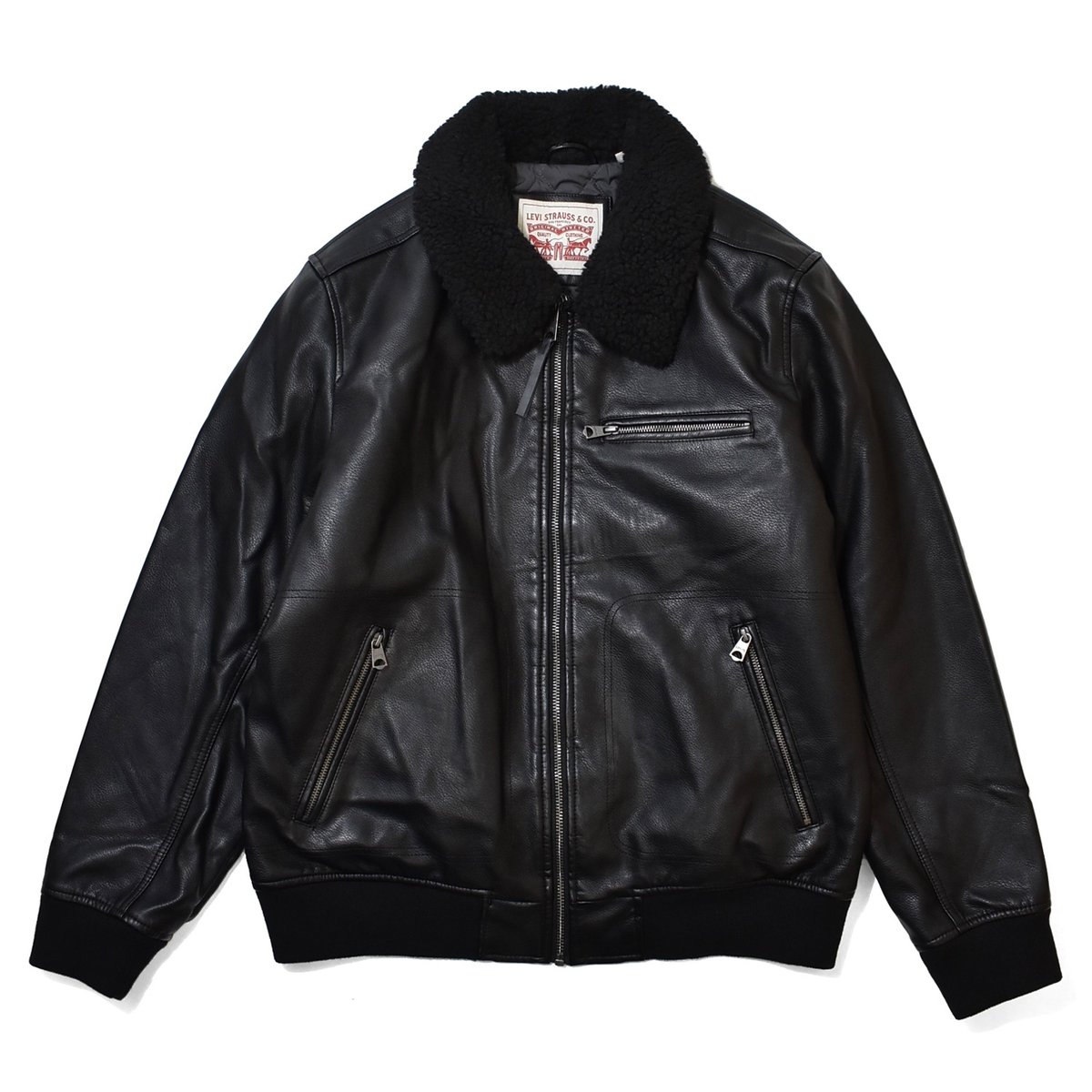 US Levi's Leather Bomber Jacket - Black | RULEZ