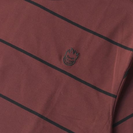 Spitfire  Bighead EMB Stripe Tee - Burgundy/Black