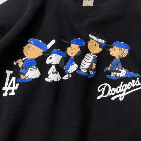 Snoopy LA Dodgers Crewneck Sweatshirts - Black