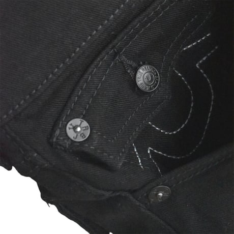 True Religion Ricky Flap Relaxed Straight Denim - Black / Blac Stitch