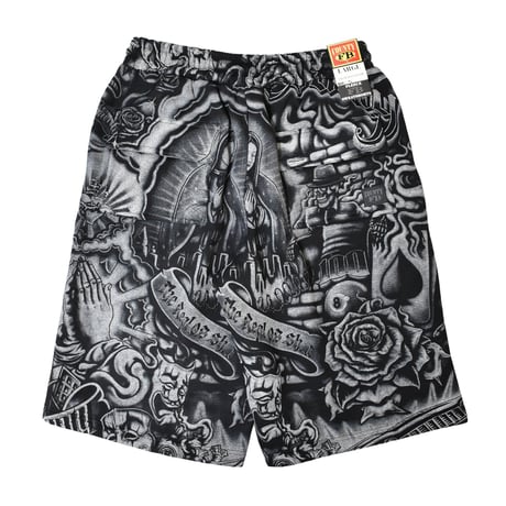 FB County Inked Up Baggy Fleece Shorts - Black