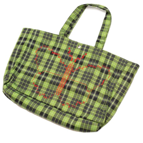 Hoddle Butterfly Code Tote - GreenｘBlue Plaid