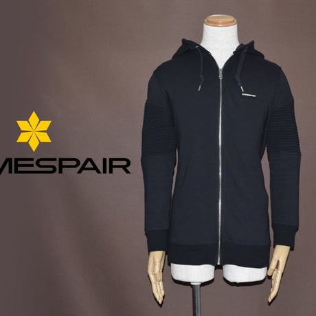 DOMESPAIR//Long zip parka（タック切替）【BLACK】