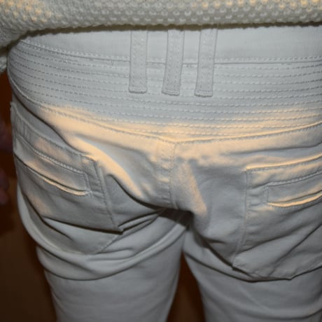 DOMESPAIR//stretch Biker pants【White】