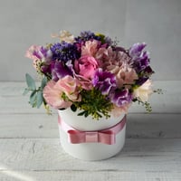 【期間限定】ラウンドボックスアレンジメント　Spring 【生花】