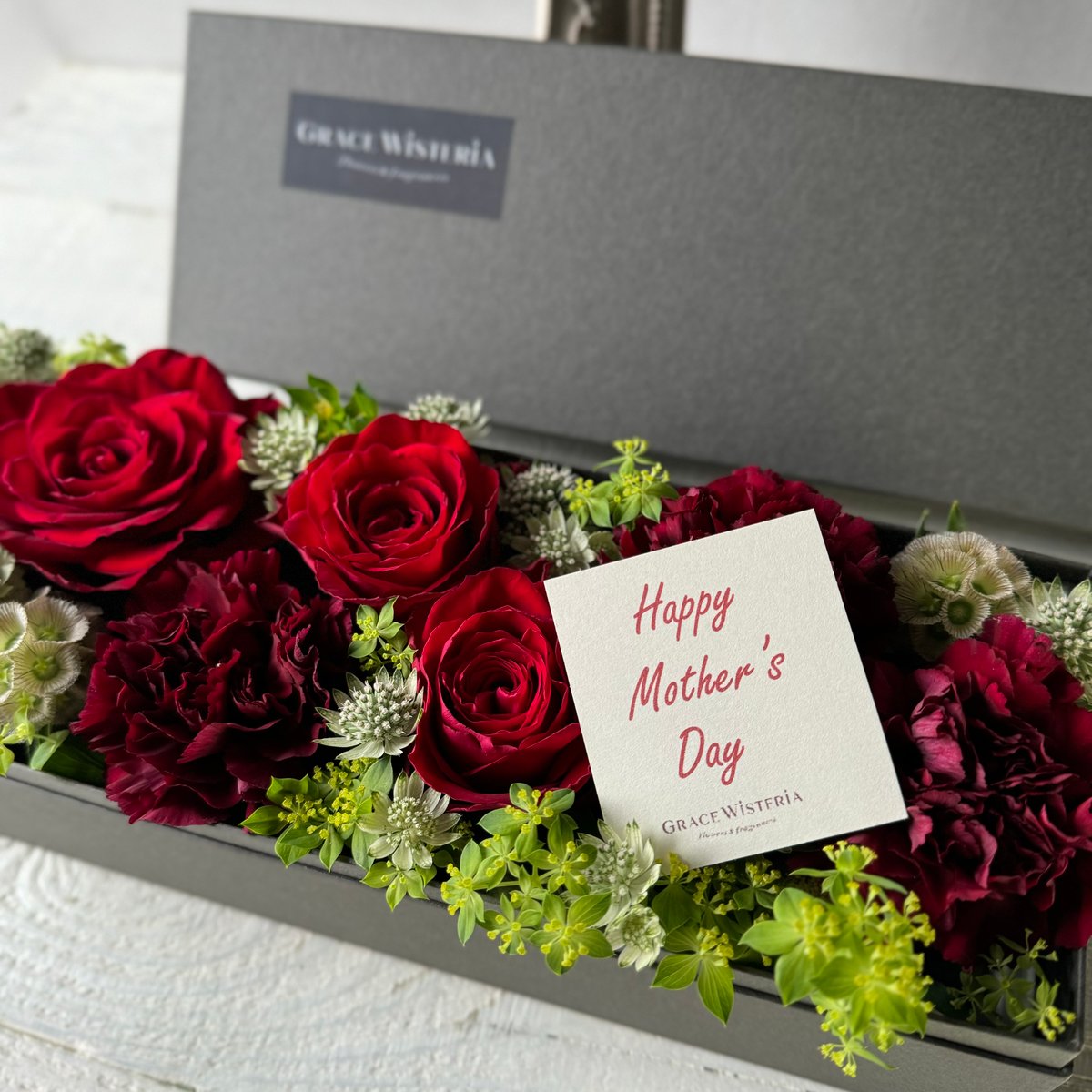 配送】生花のボックスアレンジ L | GRACE WISTERIA