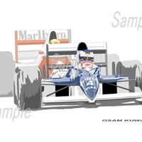 イラスト 1992年 モナコGP セナ vs マンセル A4サイズ額入り