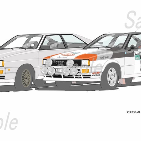 イラスト アウディ クワトロ A4サイズ 額入り