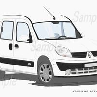 イラスト ルノー カングー ( 白 ) A4サイズ 額入り