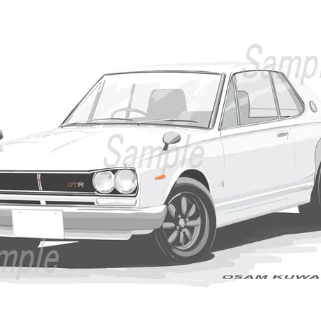 イラスト スカイライン GT-R A4サイズ 額入り
