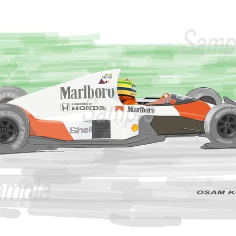 イラスト マクラーレン MP4-5 セナ A4サイズ 額入り