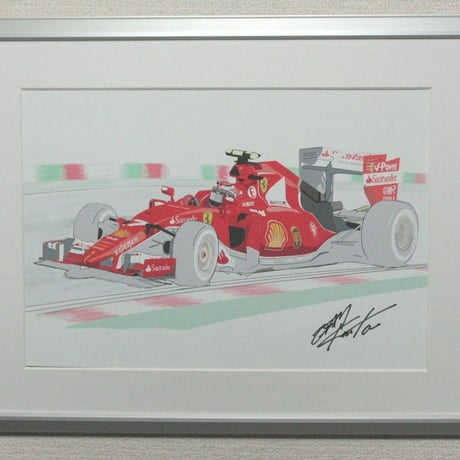 イラスト フェラーリ SF15-T ライコネン A4サイズ 額入り