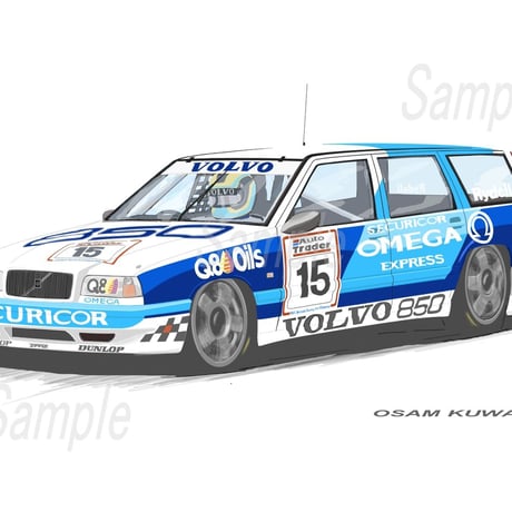 イラスト ボルボ 850 エステート BTCC A4サイズ 額入り