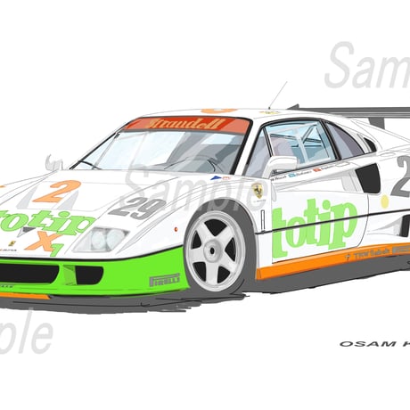 イラスト フェラーリ F40 LM A4サイズ 額入り