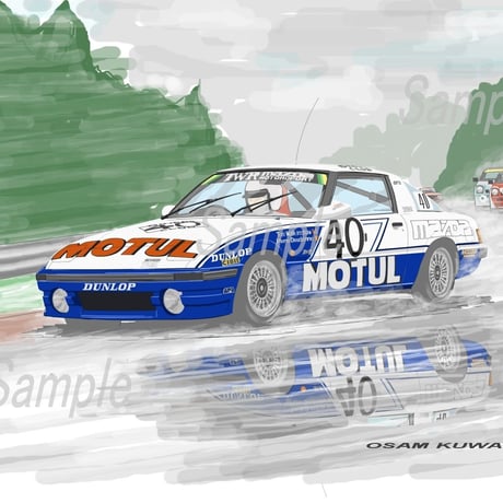 イラスト マツダ RX-7 スパ 24H 1981 A4サイズ 額入り