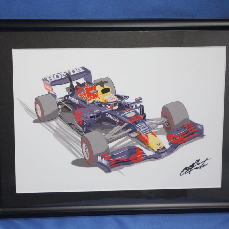 イラスト レッドブル RB16B フェルスタッペン A4サイズ 額入り