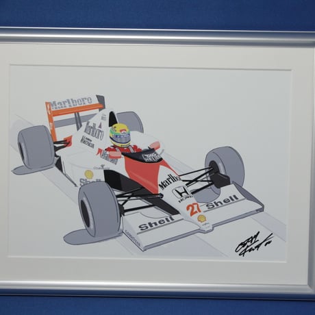イラスト マクラーレン MP4/5B セナ A4サイズ 額入り