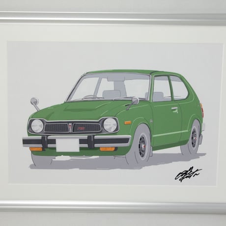 イラスト ホンダ シビック RS ( SB1 ) グリーン A4サイズ 額入り