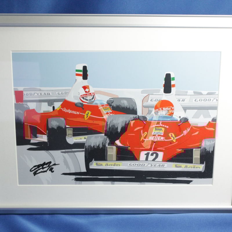 イラスト フェラーリ 312T 1975年 モナコGP A4サイズ 額入り | 小さな