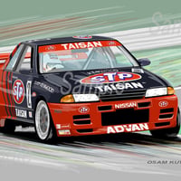 イラスト TAISAN スカイライン R32 GT-R A4サイズ 額入り