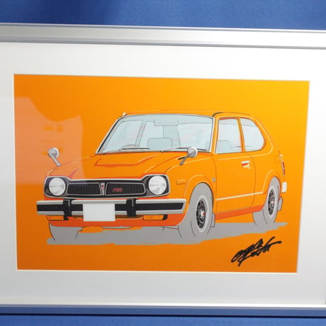 イラスト ホンダ シビック RS ( SB1 ) オレンジ A4サイズ 額入り