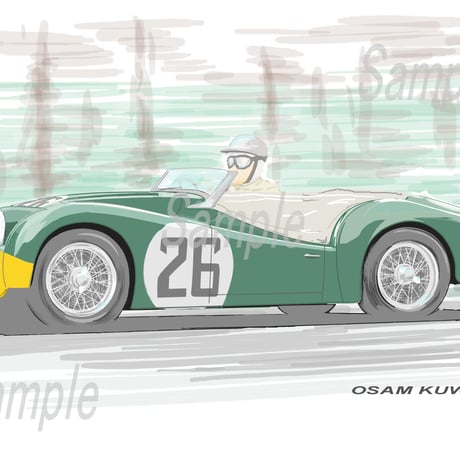 イラスト トライアンフ TR3 ルマン A4サイズ 額入り