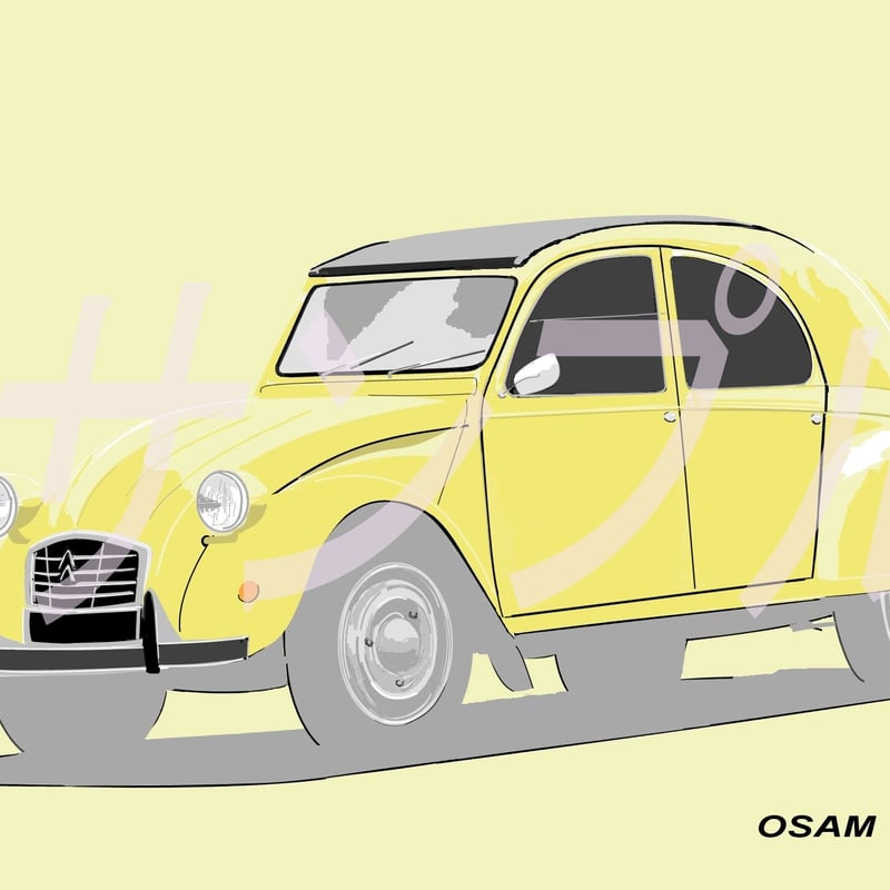 イラスト シトロエン 2CV A4サイズ 額入り | 小さな美術館