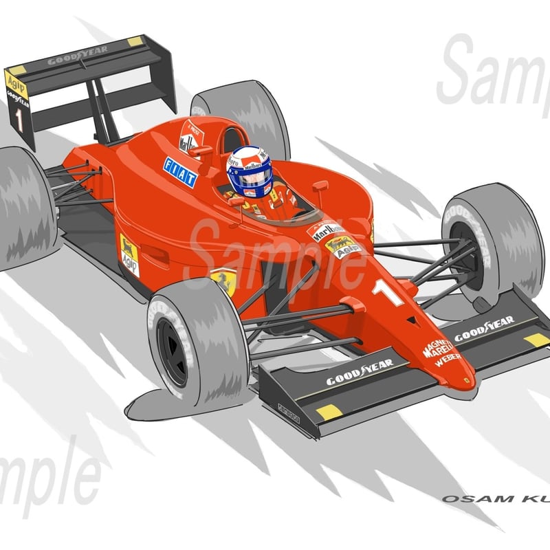 イラスト フェラーリ 641/2 プロスト A4サイズ 額入り | 小さな
