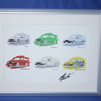 イラスト VW ゴルフ 6バリエーション A4サイズ 額入り