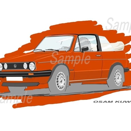 イラスト VW ゴルフ カブリオレ A4サイズ 額入り
