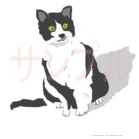 イラスト ネコ ( 黒 ) A4サイズ 額入り