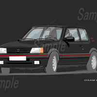 イラスト プジョー 205GTI  A4サイズ