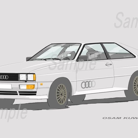 イラスト アウディ クワトロ A4サイズ 額入り