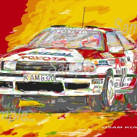 イラスト セリカ GT-FOUR サインツ A4サイズ 額入り