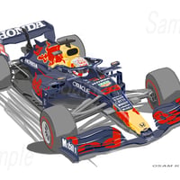 イラスト レッドブル RB16B フェルスタッペン A4サイズ 額入り