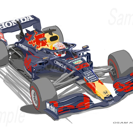 イラスト レッドブル RB16B フェルスタッペン A4サイズ 額入り