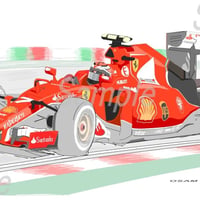 イラスト フェラーリ SF15-T ライコネン A4サイズ
