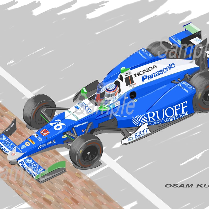 イラスト 2017 インディ500 Winner 佐藤琢磨 A4サイズ | 小さな美術館