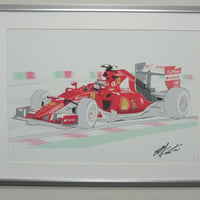 イラスト フェラーリ SF15-T ライコネン A3サイズ 額入り