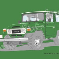 イラスト トヨタ ランドクルーザー A4サイズ  額入り