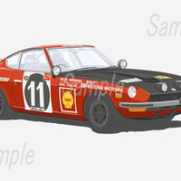 ダットサン 240Z サファリラリー A4サイズ 額入り